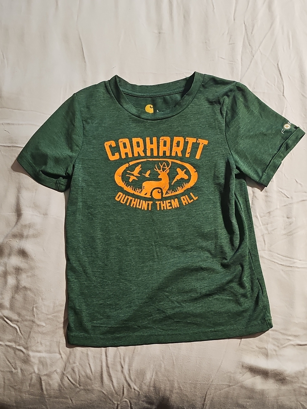 Carhartt Boys' Green Short-Sleeve Tee with Yellow Graphic